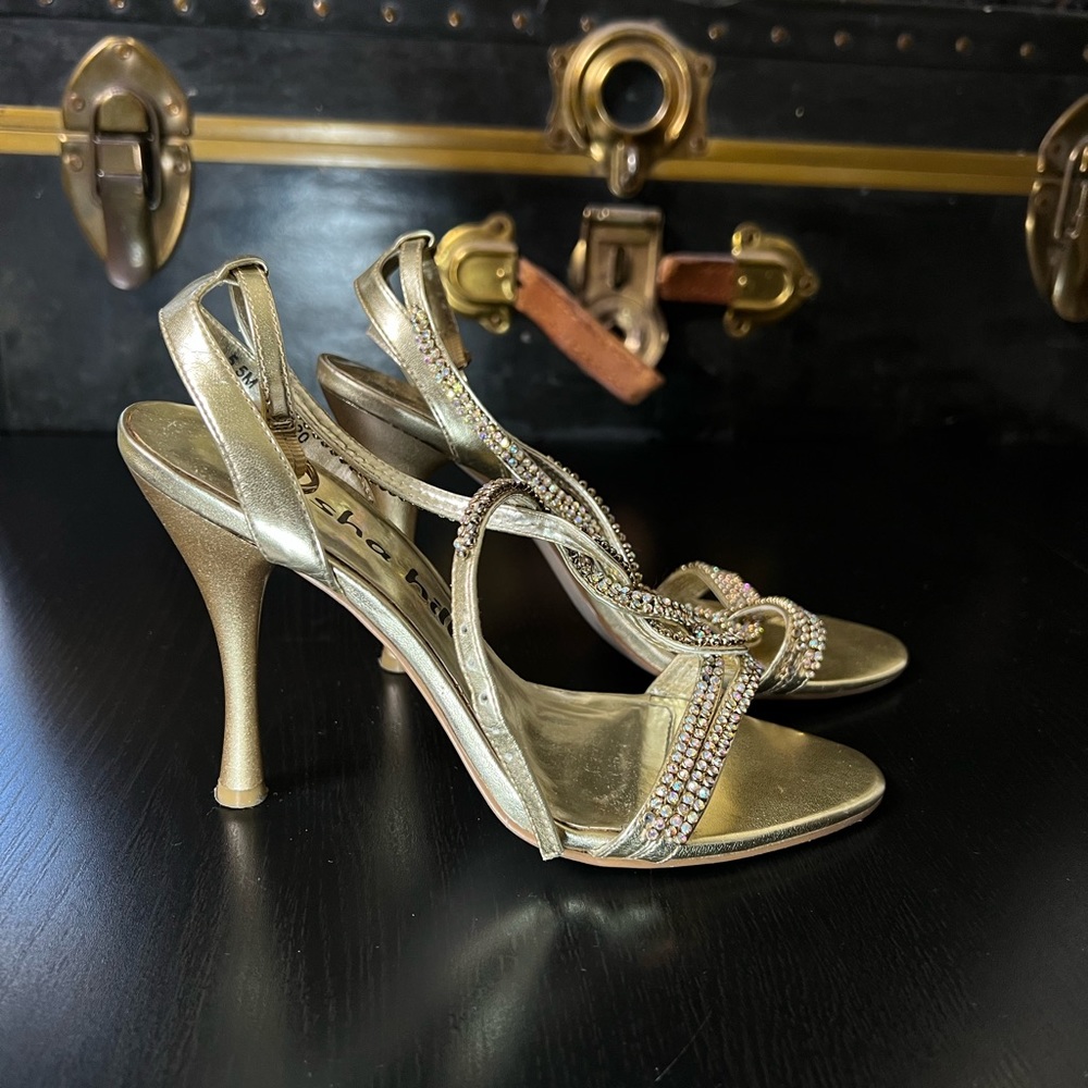 Alisha Hill Ankle Strap Crystal Embellished Sandal Heels